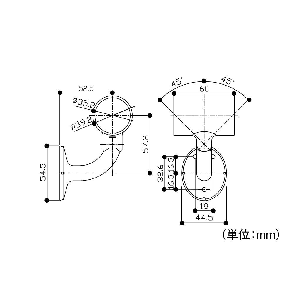 ECLEシステム手すり35シリーズブラケット横型通し首振り