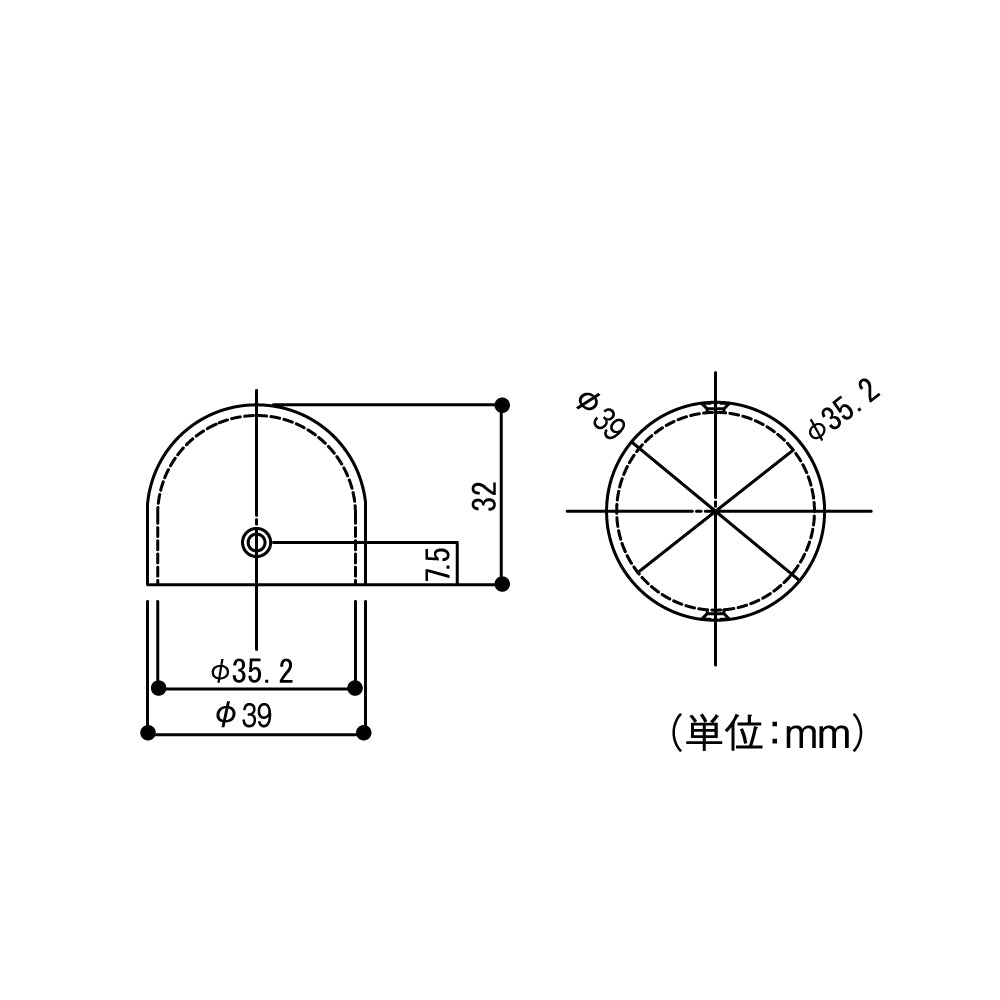 ECLEシステム手すり35シリーズエンドキャップ