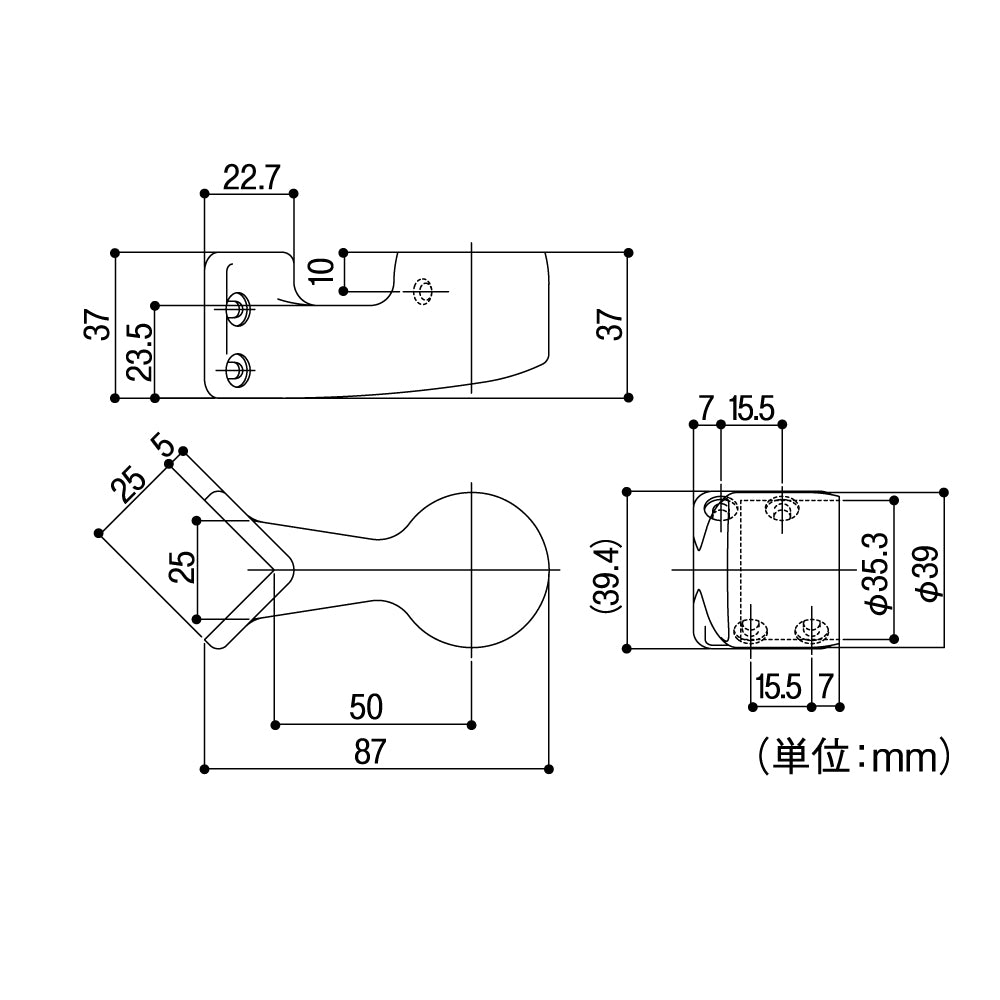 ECLEシステム手すり35シリーズ出隅ブラケット | 壁・柱の角用縦型