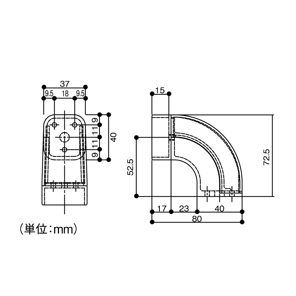 ECLEシステム手すり３５シリーズＮエンドブラケット