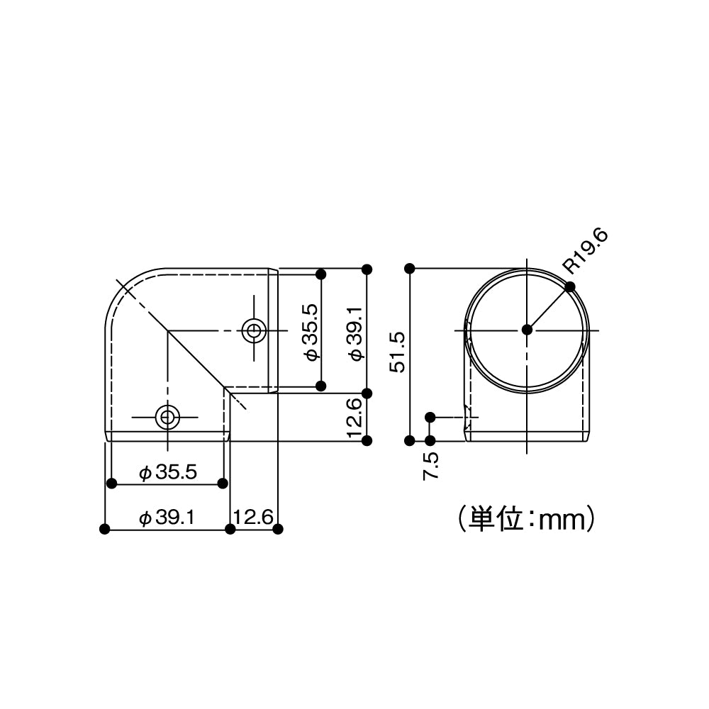 ECLEシステム手すり３５シリーズＬコーナー