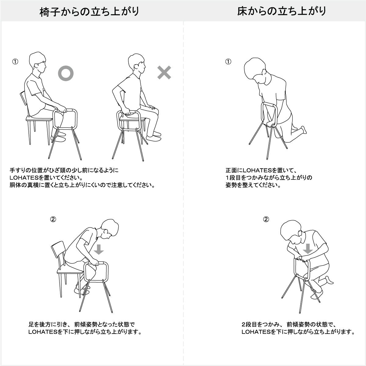 LOHATES（ロハテス）据置き手すり | 工事不要 立ち上がり補助 | graf